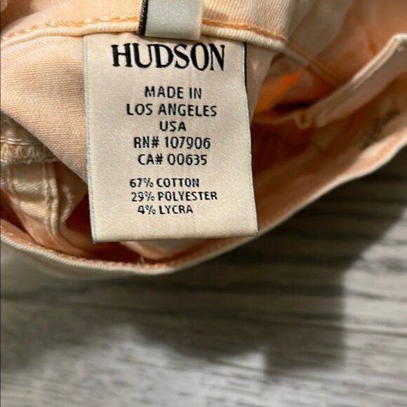 Coral / Faded Orange Jean Shorts. Frayed Hem - Picture 4 of 4